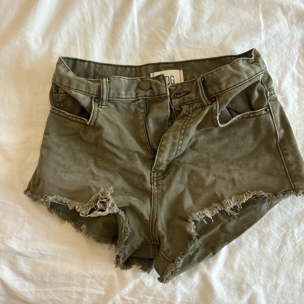 BDG Urban Outfitters green denim shorts